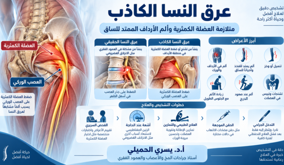 عرق النسا الكاذب: الأسباب والأعراض والفرق عن عرق النسا الحقيقي وطرق العلاج